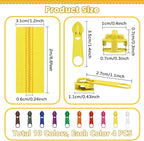 DOITEM 22.2 Yards Zippers 10 Pieces Assorted Colors #5 Nylon Coil Zipper, Sewing Zippers Endless Zips with 40 Pieces Zipper Sliders Zip Heads for DIY Sewing Tailor Craft Supplies