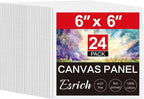 ESRICH 6x6 Canvas for Painting, 24 Pack Canvas Boards Cotton Painting Canvas Primed Acid Free Small Blank Canvases Panels for Oil Paint, Watercolor, Acrylic Paint, Gouache, Tempera.