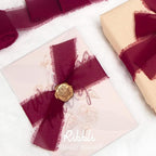 Ribbli Burgundy Chiffon Ribbon 1-1/2 inch x 20 Yard Handmade Fringe Chiffon Silk Ribbon,Black Ribbon for Wedding Invitations, Bridal Bouquets Wrapping, Flower Arrangement Decoration