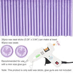 Lilac Purple Wax Seal Sticks 26pcs, Andotopee Glue Gun Wax Seal Sticks for Wax Seal Stamp, Premium Sealing Wax for Envelope Letter Seal Wedding Invation Craft Adhesive, Great Gift Ideas (Mini Size)