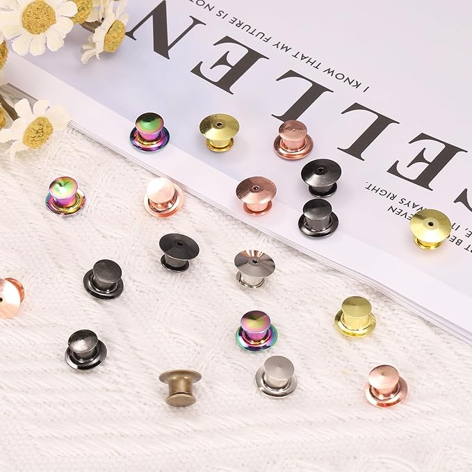 uxcell 30Pcs Metal Locking Pin Backs, Pin Keepers Locking Clasp Flat Head Clamp Needle Back Lock for DIY Brooch Crafts Badges Enamel Lapel, Bronze