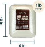 Woolbuddy Needle Felting Wool, Carded Core Wool, White Roving for Wet Painting, DIY Dryer Balls, Felting Pads, Supplies, and Bulk Chunky Yarn (15.7oz)