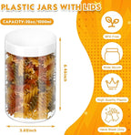 SATINIOR 12 Pack 32 oz Plastic Container Jars with Lids Round Clear Travel Cosmetic Container Slime Jars for Toiletries, Lotion, Cream, Ointments, Makeup, Rhinestone, Samples, Kitchen Storage(White)