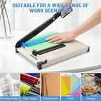 Paper Cutter, Paper Slicer with Safety Guard and Blade Lock, 12" Cut Length Guillotine Paper Cutter with 16 Sheet Capacity, Paper Cutters and Trimmers for Cardstock Cardboard (White)