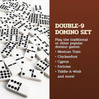 Alex Cramer Double 9 Dominoes Set for Adults with Spinners. Domino Set in Black Walnut Case. Holds 55-Piece Set of Dominoes (Dominos Set)