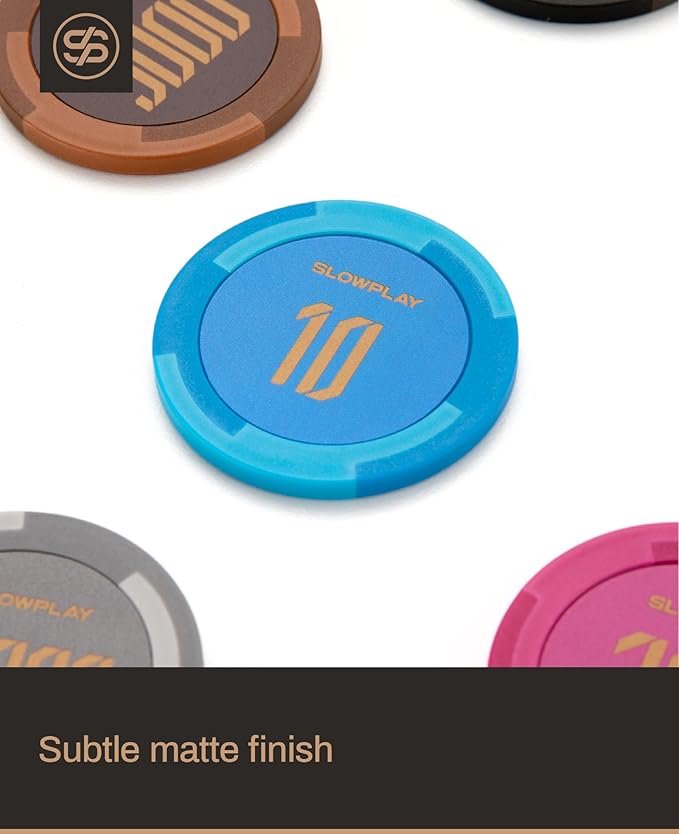 SLOWPLAY Godel Clay Poker Chips, 14 Grams Heavyweight Clay Composite, 40mm Large Chips in Bulk, Pack of 50 in Gold Without Denomination