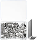 MECCANIXITY 40 Pcs Metal Locking Pin Backs, Locking Pin Keepers Clasp 9mm(H) with 4 Wrench Replacement in Storage Case for Badge, Brooch, Silver Tone