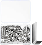 MECCANIXITY 40 Pcs Metal Locking Pin Backs, Locking Pin Keepers Clasp 9mm(H) with 4 Wrench Replacement in Storage Case for Badge, Brooch, Silver Tone