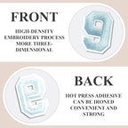 Number Iron On Patches, Numbers 0-9 Embroidery Applique Patch, DIY Decorative Heat Press Patches for Clothing Jeans Jackets Backpacks Hats (Light Blue 50 Pcs)