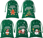 Tapleap Coth Christmas Bags with Drawstring - 50Pcs 4x6 Green Velvet for Wrapping Christmas Party Favors or Gifts for Friends, Small Bussiness, Palm Crosses