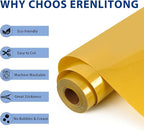 RENLITONG Golden Iron on Vinyl 12Inch by 20ft Roll HTV Heat Transfer Vinyl for T-Shirt HTV Rolls for All Cutter Machine - Easy to Cut & Weed for Heat Transfer Design