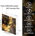 Sublimation Transfer Sheets for Heat Press Machine,Orange Gold Marble Sublimation Sheets for Tumblers Blanks Tshirts,6 Sheets 12x12inch