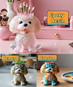 Animal Resin Molds Silicone 3D Cute Teddy Dog Epoxy Resin Plaster Candle Holder Wax Molds for Candle Making, Art Crafts DIY Unique Display Home Decor