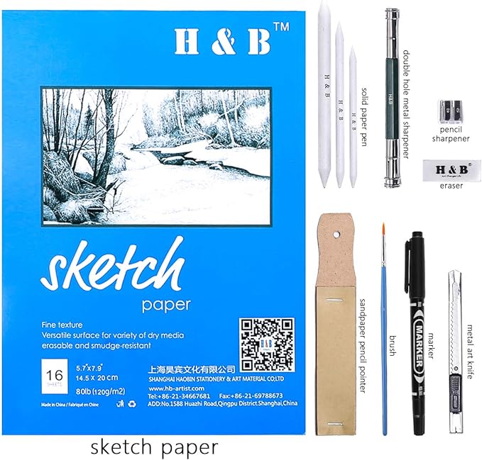 H & B 72PCS Drawing Supplies Sketching Set,Art Kit include Drawing & Colored Pencils for Adults Artists Kids.Pro Art Sketch Supplies with Sketchpad,Watercolor & Metallic Pencils