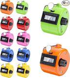 12 Pcs Handheld Tally Counter Digital, 4 Digit Number Hand Clicker Counter, Metal Mechanical Register for Coaching, Knitting, People, Golf and Row, Handheld Clickers