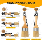 Chalk Paint Brush, Wax Paint Brush Set of 5, Wax Brushes and Chalk Paint for Furniture DIY Art Crafts, Natural Bristle Round Oval Brush for All Painting and Waxing