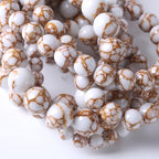 90pcs 4mm White Howlite Spun Gold Stone Beads for Jewelry Making Natural Stone Energy Healing Beads DIY Bracelet Necklace 15" (4mm, White Howlite Spun Gold Stone)