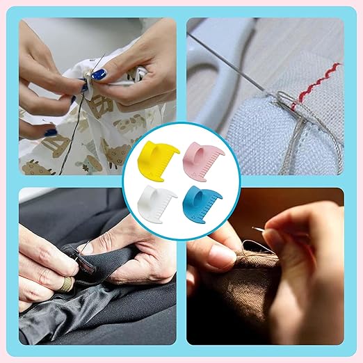4mm Seam Guide for Hand Sewing Edge Lockranding Tool, Sewing Needle Gauge Measuring Tool, Mini Finger Ruler Kit Ideal for Leather/Fabric/Craft Sew, Blue 2 Pcs