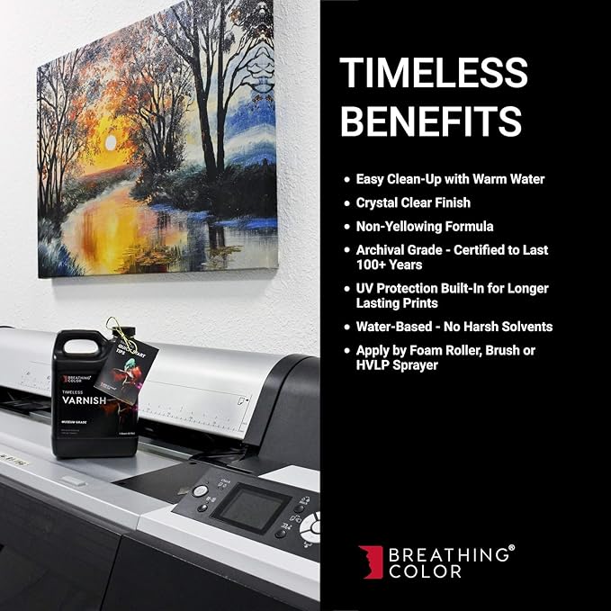 Breathing Color Timeless Archival Print Varnish - 1 Quart Glossy Finish - Premium Water-Based Canvas Coating with Fade Protection