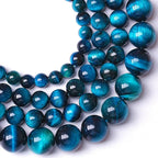 12MM 32pcs Natural Royal Blue Tiger Eye Stone Energy Healing Beads Round Loose Beads for Jewelry Making Bracelet 1 Strands 15"