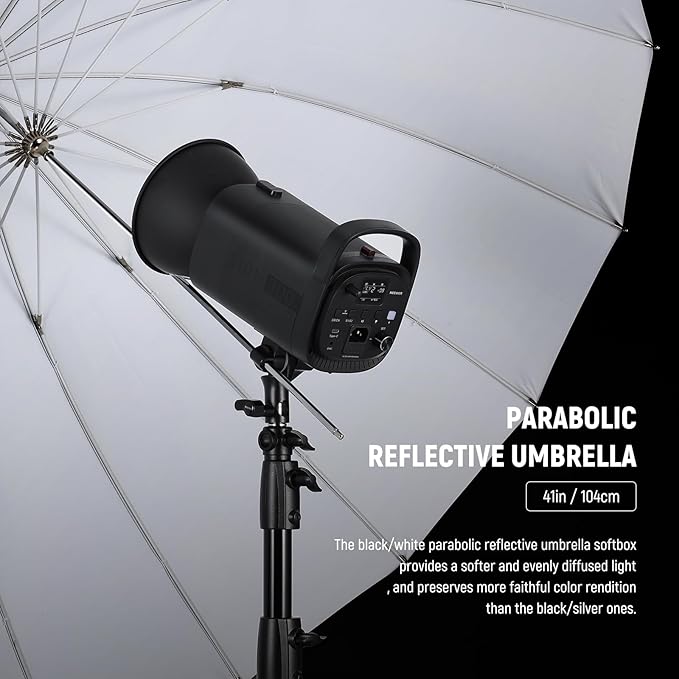NEEWER 41"/104cm Parabolic Reflective Umbrella Photography with White Inner, Soft Lighting with Diffuser Cover, Bag, Quick Fold for Camera Photo Studio Video Light Shooting Monolight Flash, NS1U