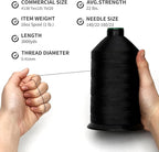 Extra Strong Bonded Nylon Thread #138 Tex135 – 16 OZ, 3000yds, Versatile Stitching Solution for Leather, Upholstery, Canvas Repair and More (Dark Blue)