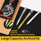 0.6mm Fine Point Gold Gel Pens, 3-Pack for Artists Drawing on Black Paper, Sketching, Adult Coloring Books & Holiday Crafts