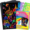 ZMLM Scratch Art Crafts Girls Gifts, 60 Rainbow Scratch Paper Art Gifts for 3 4 5 6 7 8 9 10 Years Old Girls and Boys Kids, Arts and Crafts for Kids 4-6 Birthday Toys and Games Activities Gift (Pink)