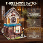 3D Wooden Puzzles - Miniature Cuckoo Clock House Kit, DIY Wooden Building Set for Adults and Teens, Mini Model Kit with 3-Mode Touch Switch - Cuckoo House (SQ-61)