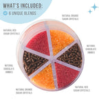 Sweets Indeed Natural Fall Sprinkles 6-Cell Jar – 2.75 oz | Dye-Free Chocolate Jimmies & Red & Orange Sanding Sugars | Autumn & Thanksgiving Cupcake & Cookie Decorations