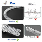 3/16" Wire Rope, 200Ft PVC Coated Steel Cable 7×7 Strand Core, Ideal Cable Railing System for Stair Handrail Balusters Porch Fence Deck, String Light Hanging, Clothesline, Curtains, Shade Sail