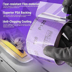 180 Grit PSA Purple Film Ceramic Sandpaper Roll, 2-3/4" Wide Continuous 20 Yard Longboard Sanding Roll Wet Dry Sanding Blocks Self Adhesive Sticky Back Sanding Sheets for Woodworking Automotive