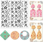 CHGCRAFT Cherry Blossoms Polymer Clay Texture Sheets Flowers Texture Silicone Clay Texture Stamp Clay Modeling Pattern Pad Texture Sheets for Earrings Jewelry Making