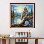 Foxdiviy Stamped Cross Stitch Kits for Beginners Full Range of Cross Stitching 11 CT Printed Cross Stitch Kits for Kids Adults Cross Stitch Patterns Needlepoint Kits-Owl Scenery 18x18 inch