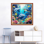 Joyhoor Cross Stitch Kits for Beginners Stamped Cross-Stitch Supplies Needlework preprint Embroidery Kits for Adults DIY Needlepoint Kits Embroidery Patterns 11CT-Underwater World 18x18 inchs