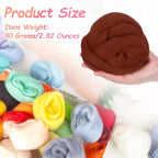 PATIKIL Wool Roving Yarn, 80G/2.82OZ Soft Felting Wool Pure Chunky Roving Yarn Bulk for Needle Felting Knitting Blanket Spinning Weaving DIY Craft, Red Brown