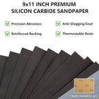 Sandpaper Assortment, 18 Sheets, 9 x 11 Inch Wet Dry Sand Paper, 120/180/240/320/400/600/800/1000/2000 Grit Hand Sanding Sheets for Wood Metal Automotive Sanding and Polishing