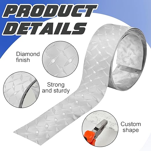 Diamond Plate Sheet Metal Heavy Duty Tread Aluminum Sheet Diamond Tread Plate for Wall Covering, Cargo Trailer, RV and More(24 x 96 Inch,Silver)