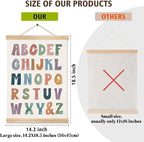 2-Pack Alphabet and Number Posters for Kids,Modern ABC and 0-10 Wall Chart Set on Natural Linen,Educational Decor for Toddlers, Preschool Classroom, Nursery, Playroom 14x18.5In (ABC+123)