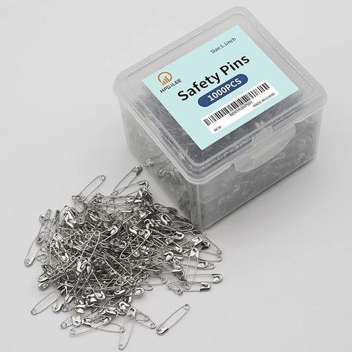1000 Pcs Assorted Safety Pins, 1.1 Inch Rust-Resistant Steel Wire Silver Sewing Pins for Clothes & Crafts Use