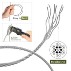 1/8 Inch Stainless Steel Cable Kit 100FT, 7 x 7 Strand Wire Rope with Aluminium Sleeves & Thimbles for Deck Railing, String Light Hanging, Shade Sail, Garden and DIY Projects