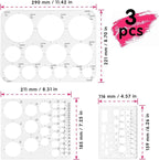 Tamaki Circle Template Circle Round Stencil Templates for Drafting for Office and School Building Formwork Drawings Templates, Large and Small Size, 3 Pack
