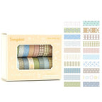 20 Rolls Basic Washi Tape Set Japanese Arts Adhesive Tapes Simple Patterns Decorative Masking Tape Sets for Craft, Kids, Scrapbook, DIY, Gift Wrapping (Style Four)