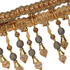 3yards Beading Fringe Trimming Long Beads Tassel Curtain Trim Ribbon Trim for Cover Edge Decorative (Orange)