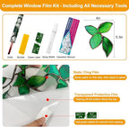 Window Privacy Film Stain Glass Window Film Rainbow Window Film Window clings Non-Adhesive Reusable Decorative for Room (Frosted Greenery Leaf, 23.6 x 78.7 in)