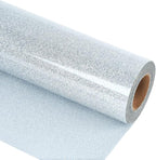 guangyintong Glitter Silver Heat Transfer Vinyl HTV Rolls, 12" x 8ft Iron on Vinyl for T-Shirts Glitter Silver HTV Vinyl for All Cutter Machines Easy to Cut & Weed for Heat Vinyl Design