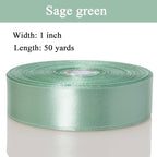 1 Inch Sage Green Solid Satin Ribbon, 50 Yards Craft Fabric Ribbon for Gift Wrapping Floral Bouquets Wedding Party Decoration