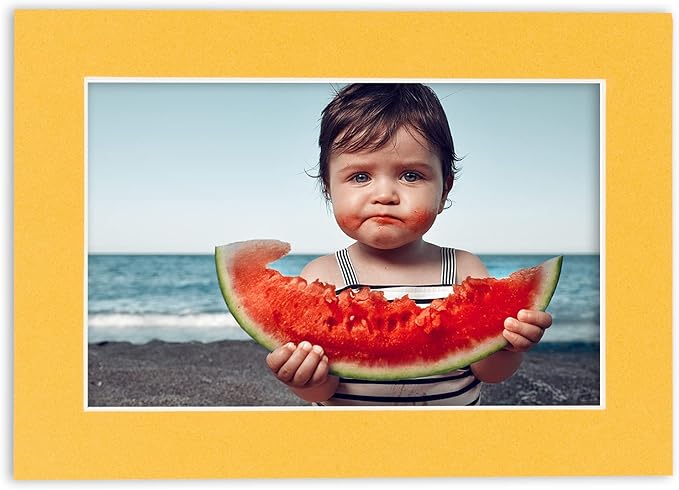 Pack of Ten Acid Free 11x14 Mats Bevel Cut for 8.5x11 Photos - Topaz Orange Precut Matboards With Backing Boards and Self Seal Photo Mat Bags For Pictures, Photos, Framing - 4-ply Thickness