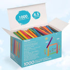 Darice 1000 Pcs Colored Popsicle Sticks for Crafts, 4.5" Colorful Wooden Rainbow Craft Sticks Supplies, STEM DIY Art, Ages 3+