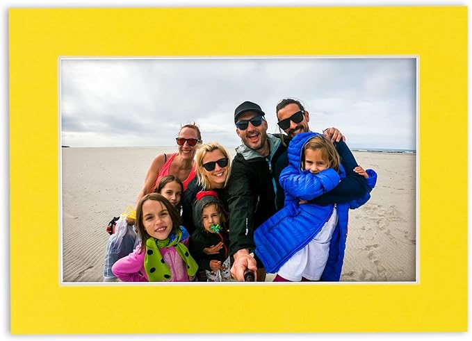 11x14 Mat for 8.5x11 Photo - Precut Yellow Picture Matboard for Frames 11 x 14 Inches - Bevel Cut Matte to Display Art 8.5 x 11 Inches - Acid Free Pack of 100 MATS with Backing Boards & Clear Bags